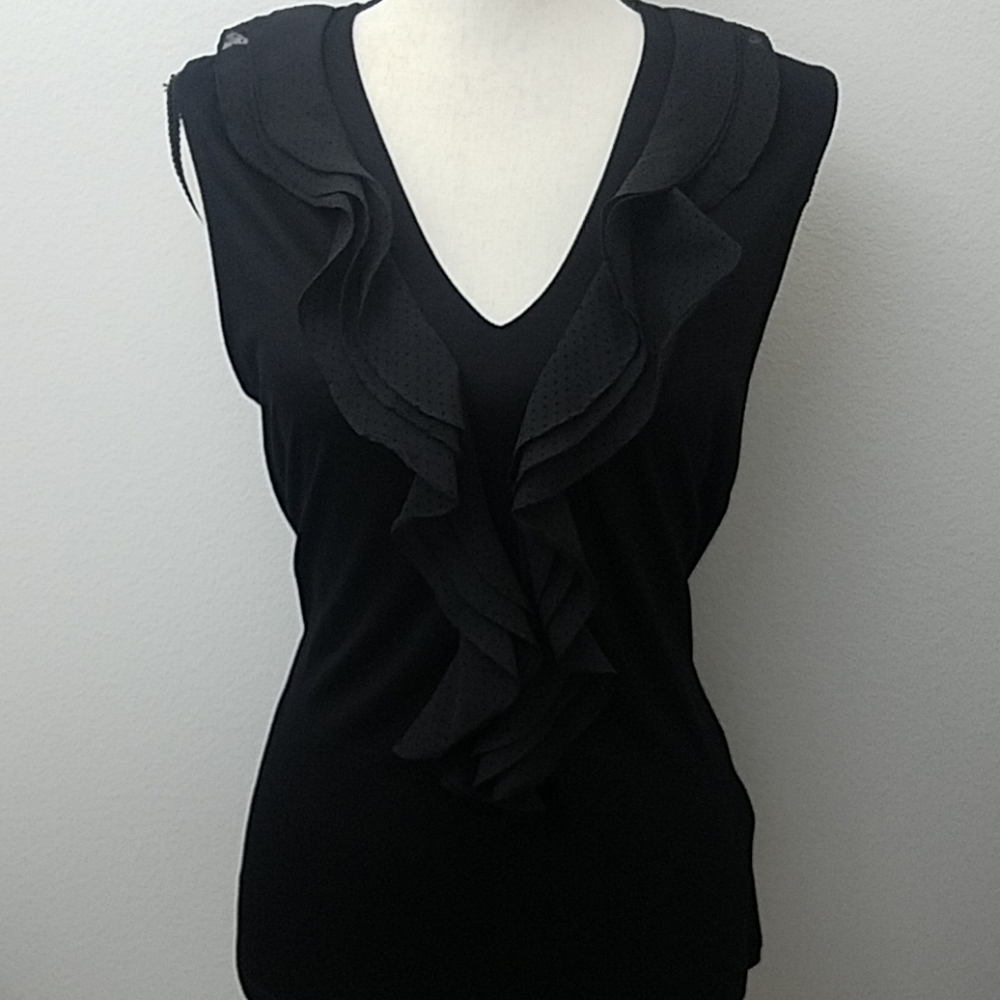3 for $20 H&M Ruffle Trim Black Top Size Medium